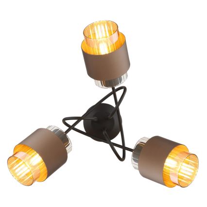 Globo - Πλαφονιέρα οροφής 3xE27/40W/230V μαύρο/μπρονζέ