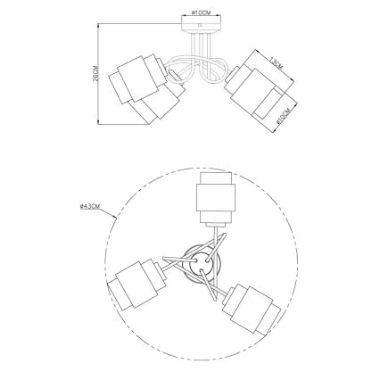 Globo - Πλαφονιέρα οροφής 3xE27/40W/230V μαύρο/μπρονζέ
