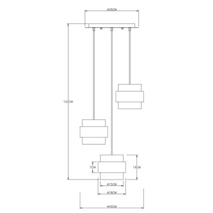 Globo - Φωτιστικό οροφής με καλώδιο 3xE27/60W/230V μαύρο/ορείχαλκος