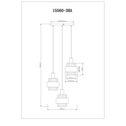 Globo - Κρεμαστό φωτιστικό οροφής 3xE27/60W/230V διάμετρος 45 cm