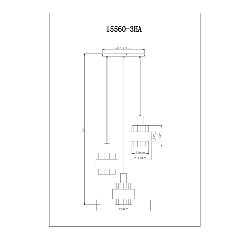 Globo - Κρεμαστό φωτιστικό οροφής 3xE27/60W/230V διάμετρος 45 cm