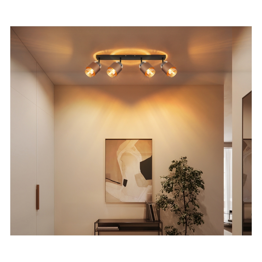 Globo - Φωτιστικό σποτ 4xE27/40W/230V μαύρο/μπρονζέ