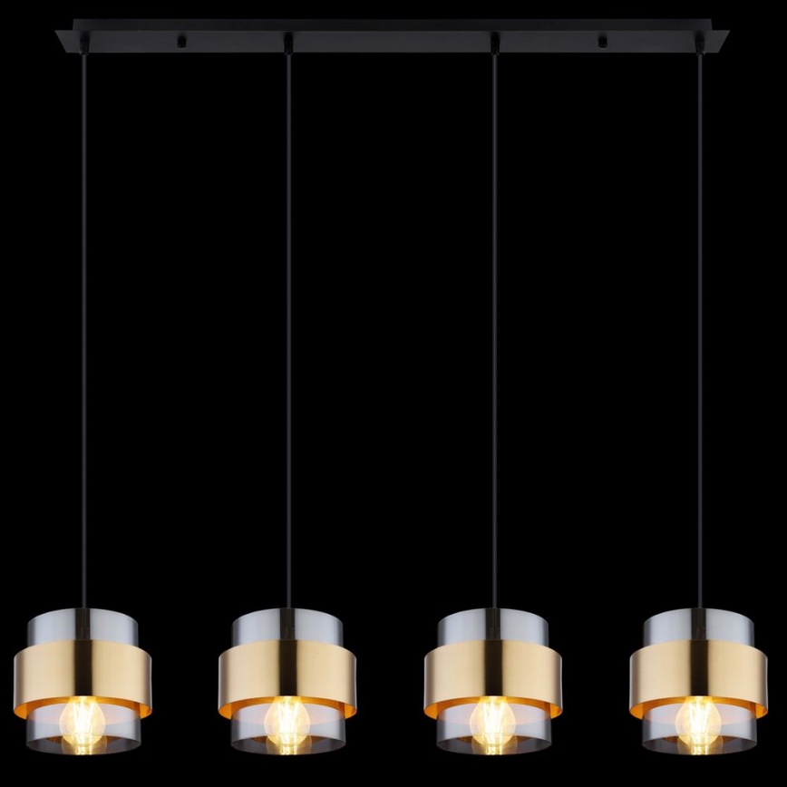 Globo - Φωτιστικό οροφής με καλώδιο 4xE27/60W/230V μαύρο/ορείχαλκος