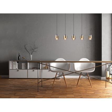 Globo - Κρεμαστό φωτιστικό με καλώδιο 5xE27/40W/230V μαύρο/μπρούτζινο