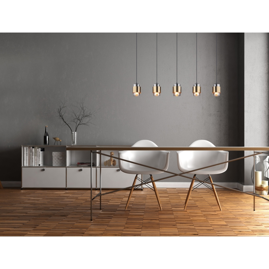 Globo - Κρεμαστό φωτιστικό με καλώδιο 5xE27/40W/230V μαύρο/μπρούτζινο