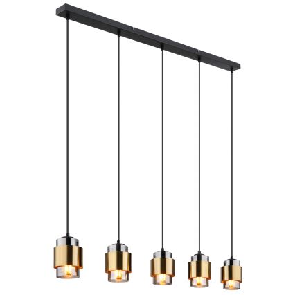 Globo - Κρεμαστό φωτιστικό με καλώδιο 5xE27/40W/230V μαύρο/μπρούτζινο