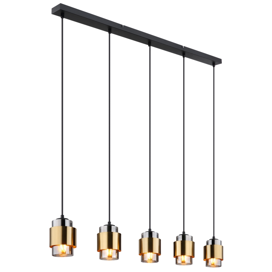 Globo - Κρεμαστό φωτιστικό με καλώδιο 5xE27/40W/230V μαύρο/μπρούτζινο