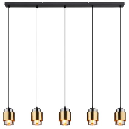 Globo - Κρεμαστό φωτιστικό με καλώδιο 5xE27/40W/230V μαύρο/μπρούτζινο