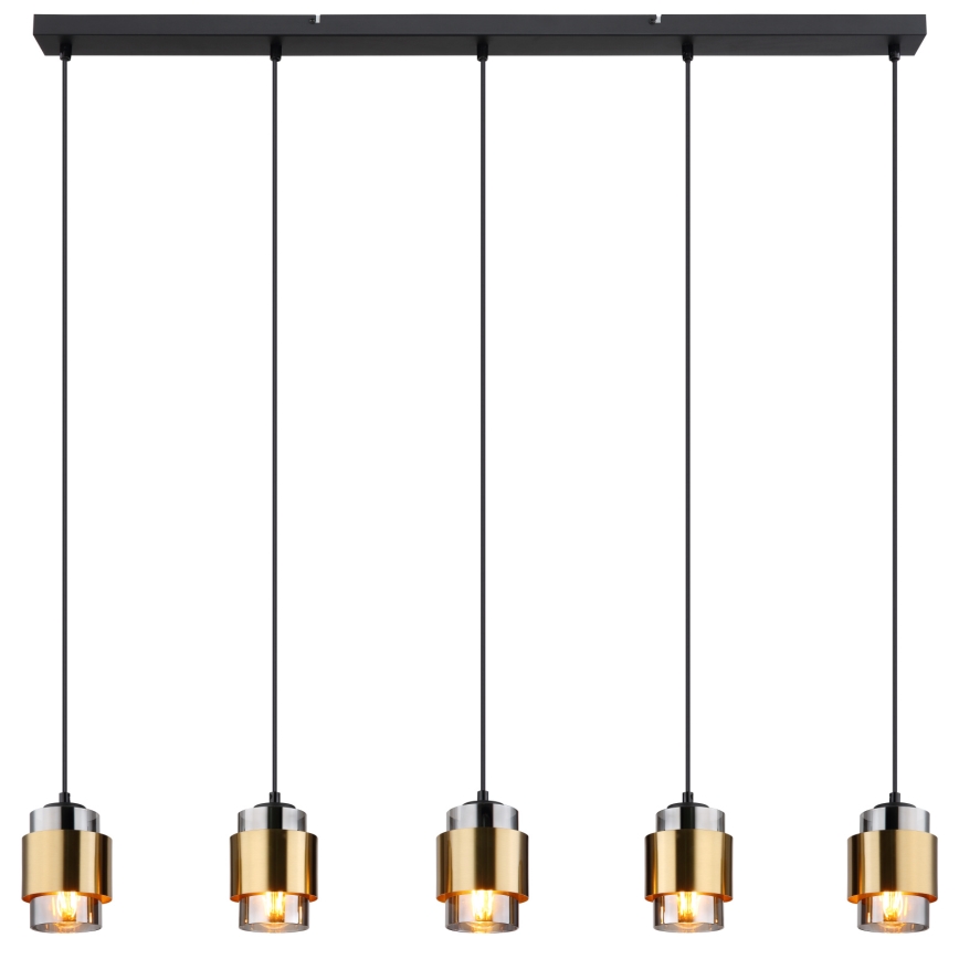 Globo - Κρεμαστό φωτιστικό με καλώδιο 5xE27/40W/230V μαύρο/μπρούτζινο