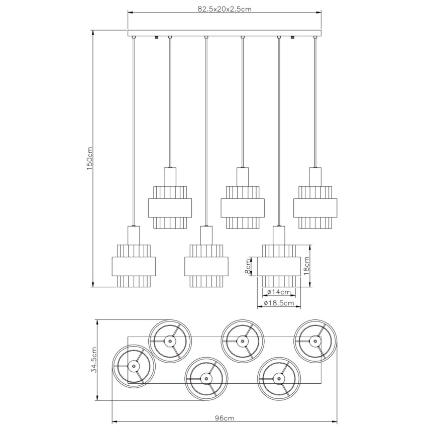 Globo - Κρεμαστό φωτιστικό με καλώδιο 6xE27/60W/230V
