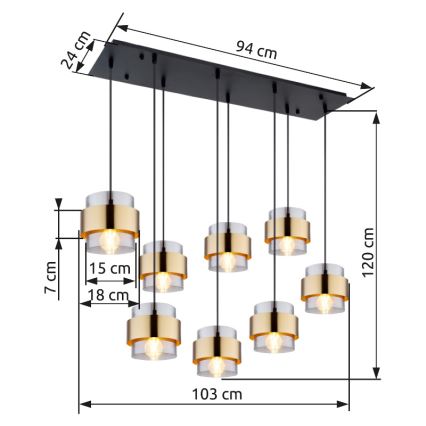 Globo - Κρεμαστό φωτιστικό οροφής 8xE27/60W/230V