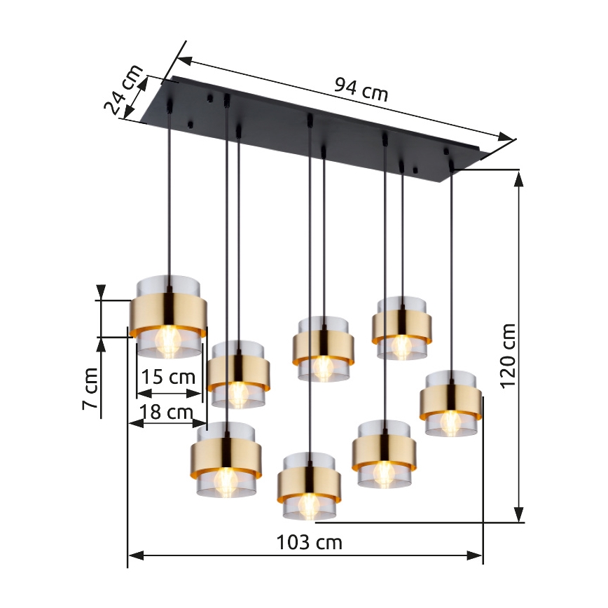 Globo - Κρεμαστό φωτιστικό οροφής 8xE27/60W/230V