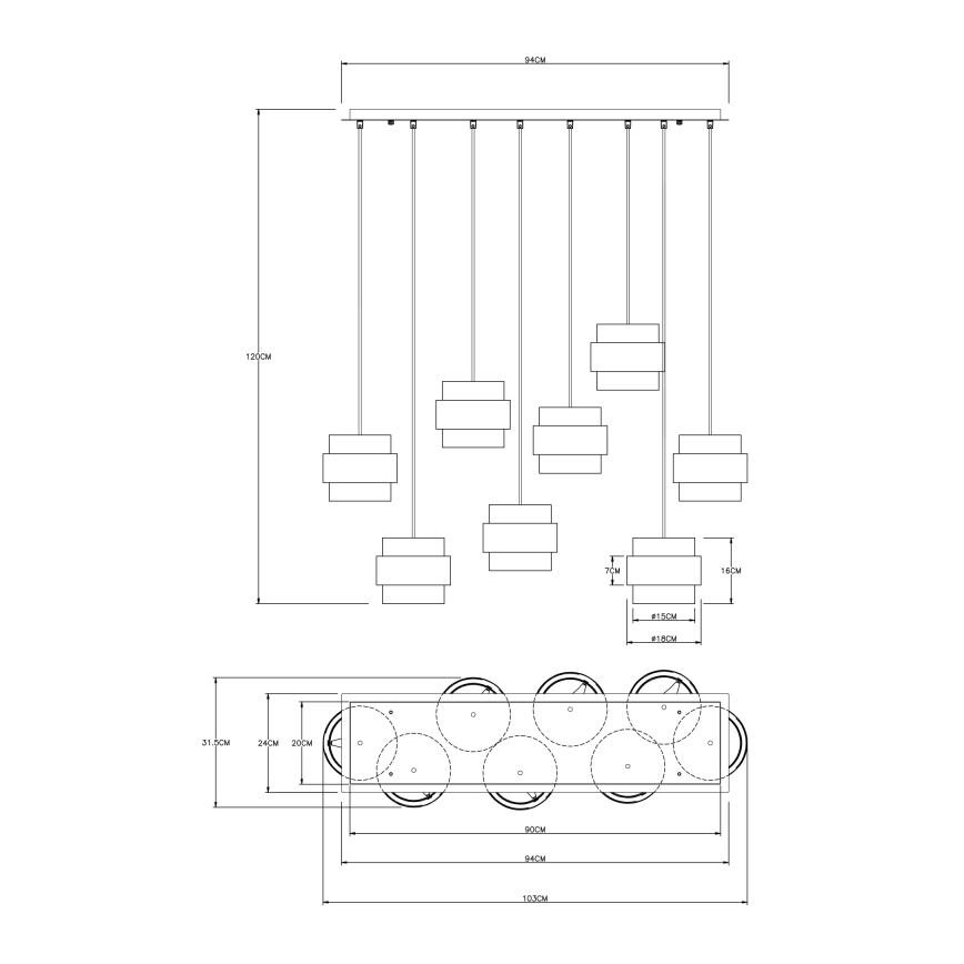 Globo - Κρεμαστό φωτιστικό οροφής 8xE27/60W/230V