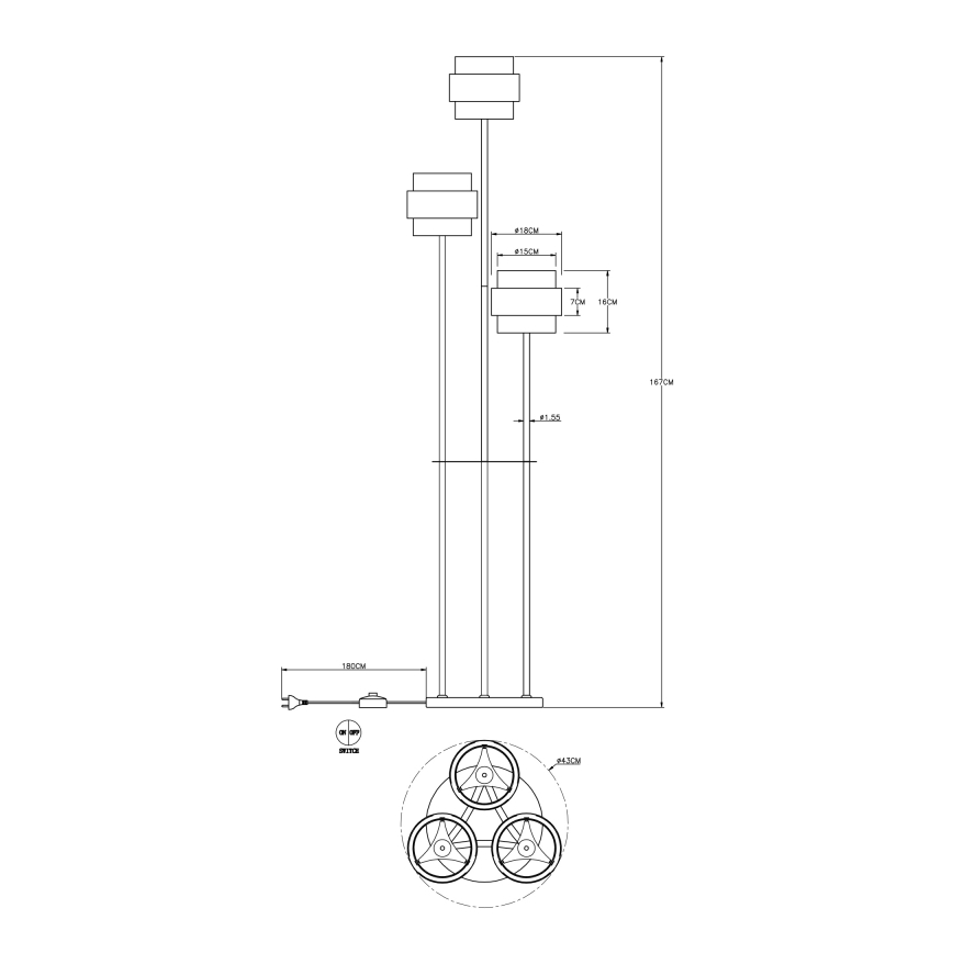 Globo - Επιδαπέδιο φωτιστικό 3xE27/60W/230V