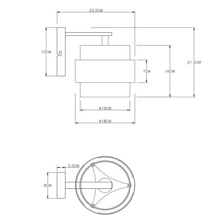 Globo - Επιτοίχιο φωτιστικό 1xE27/60W/230V μαύρο/ορείχαλκος