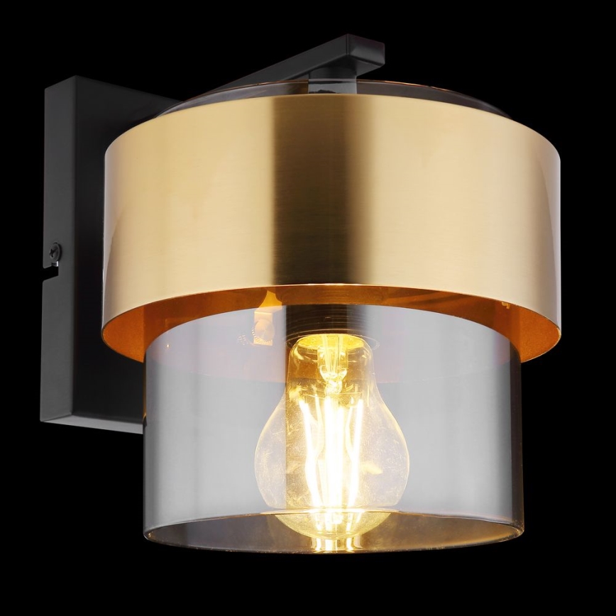 Globo - Επιτοίχιο φωτιστικό 1xE27/60W/230V μαύρο/ορείχαλκος
