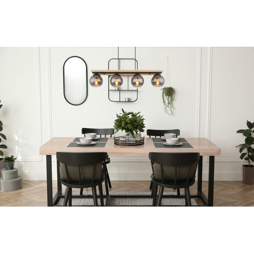 Globo - Κρεμαστό φωτιστικό οροφής 4xE27/25W/230V πεύκο