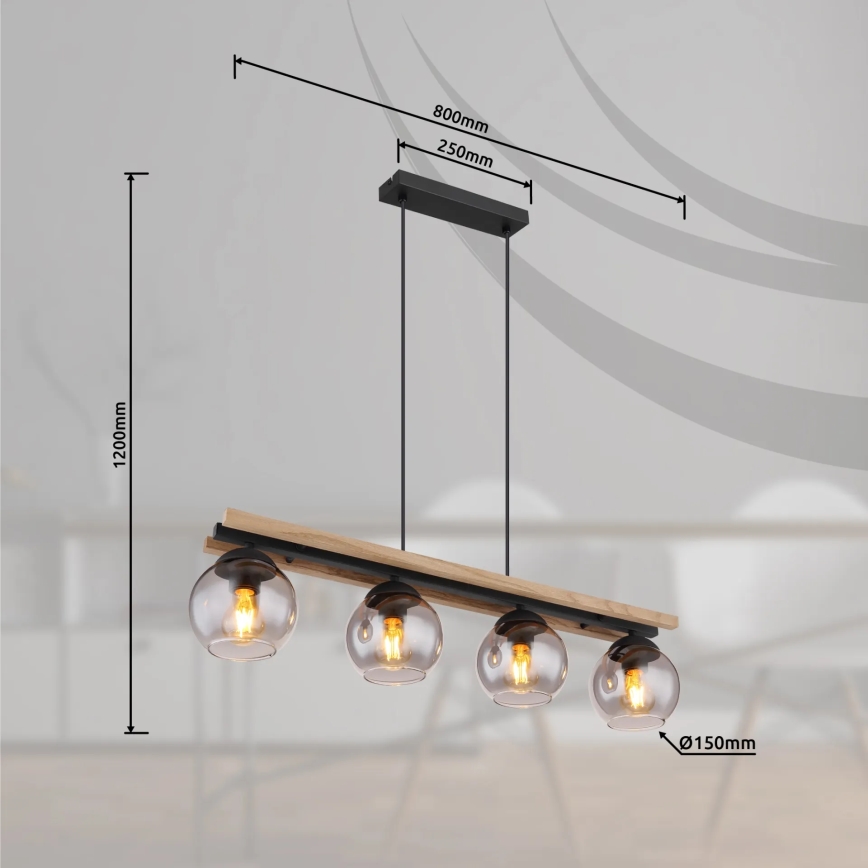 Globo - Κρεμαστό φωτιστικό οροφής 4xE27/25W/230V