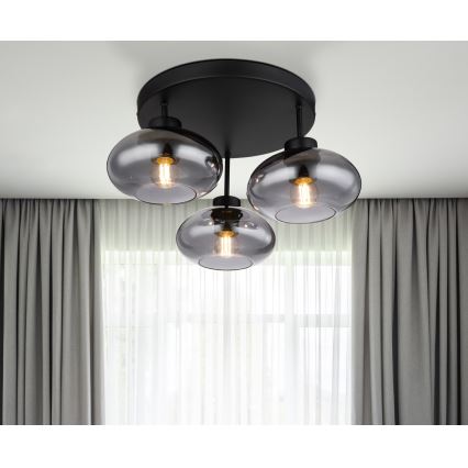 Globo - Επιφανειακό φωτιστικό οροφής 3xE27ILLU/40W/230V μαύρο