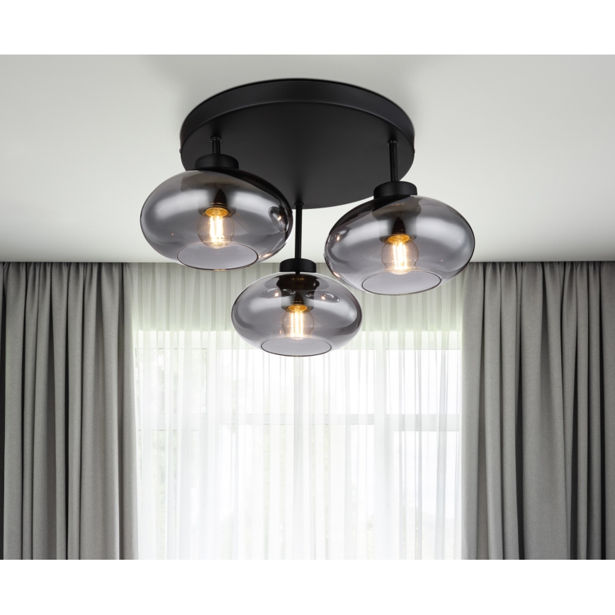 Globo - Επιφανειακό φωτιστικό οροφής 3xE27ILLU/40W/230V μαύρο
