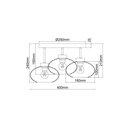 Globo - Επιφανειακό φωτιστικό οροφής 3xE27ILLU/40W/230V μαύρο