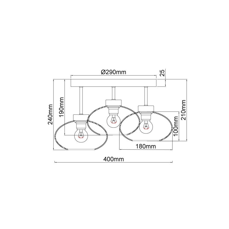Globo - Επιφανειακό φωτιστικό οροφής 3xE27ILLU/40W/230V μαύρο