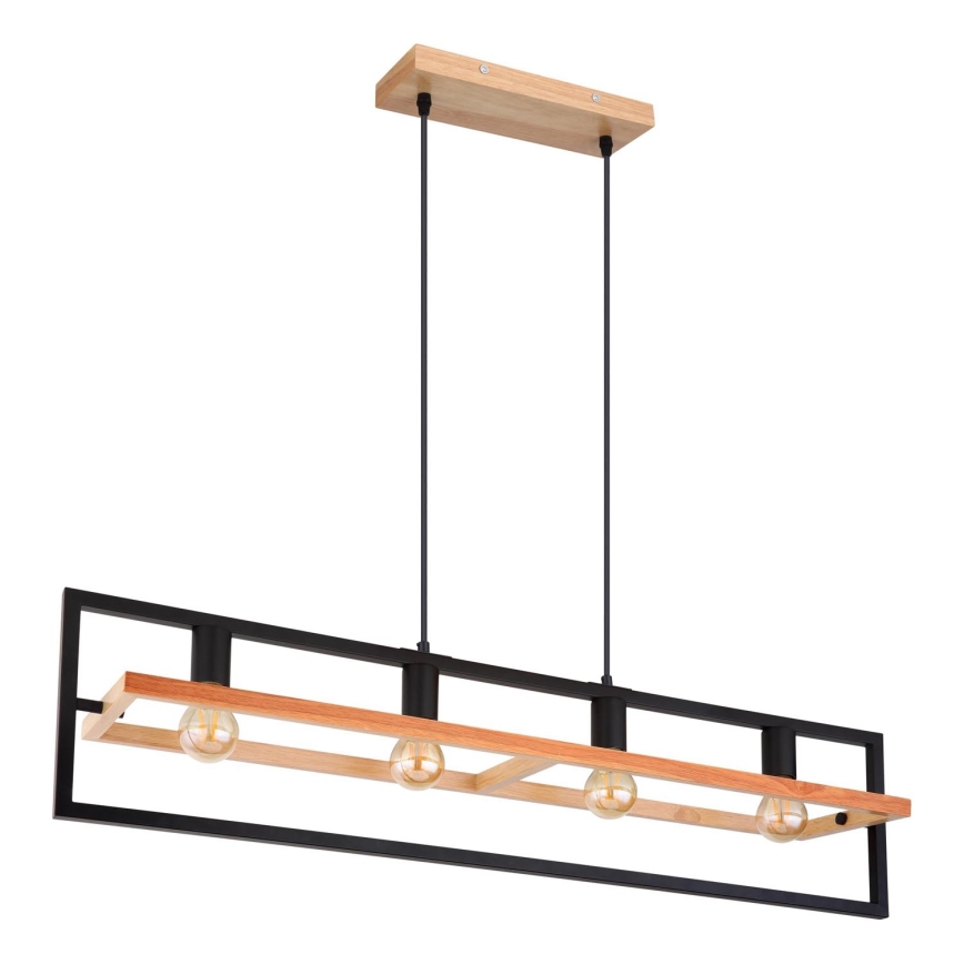 Globo 15575-4H - Κρεμαστό φωτιστικό ERICA με καλώδιο, 4xE27/40W/230V, μαύρο/μπεζ