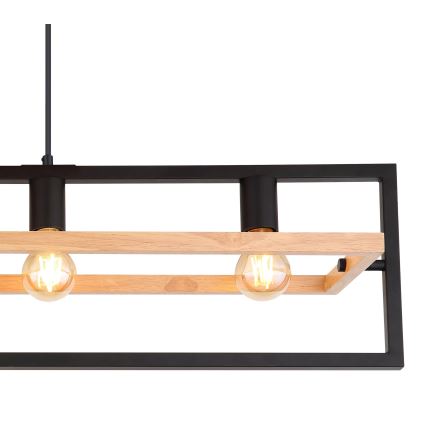 Globo 15575-4H - Κρεμαστό φωτιστικό ERICA με καλώδιο, 4xE27/40W/230V, μαύρο/μπεζ