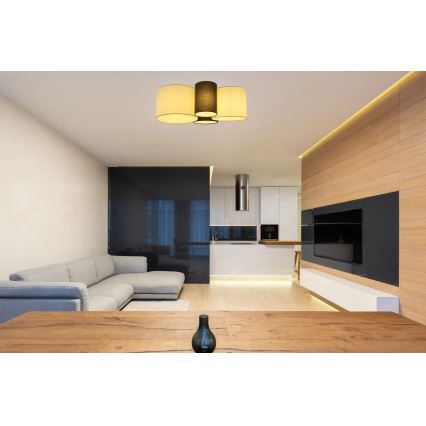 Globo 15586-4D - Φωτιστικό οροφής MAKKI 4xE27/15W/230V λευκό/γκρι/μαύρο