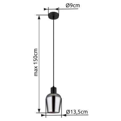 Globo - Κρεμαστό φωτιστικό οροφής 1xE27/40W/230V διάμετρος 13,5 cm μαύρο