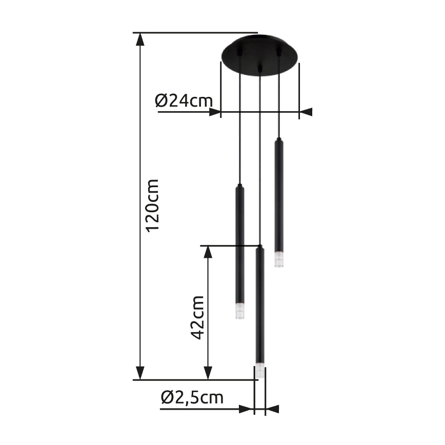 Globo - Κρεμαστό φωτιστικό οροφής 3xG9/4W/230V διάμετρος 24 cm μαύρο