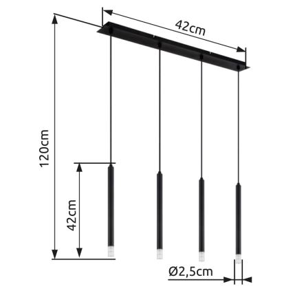 Globo - Κρεμαστό φωτιστικό οροφής 4xG9/4W/230V μαύρο