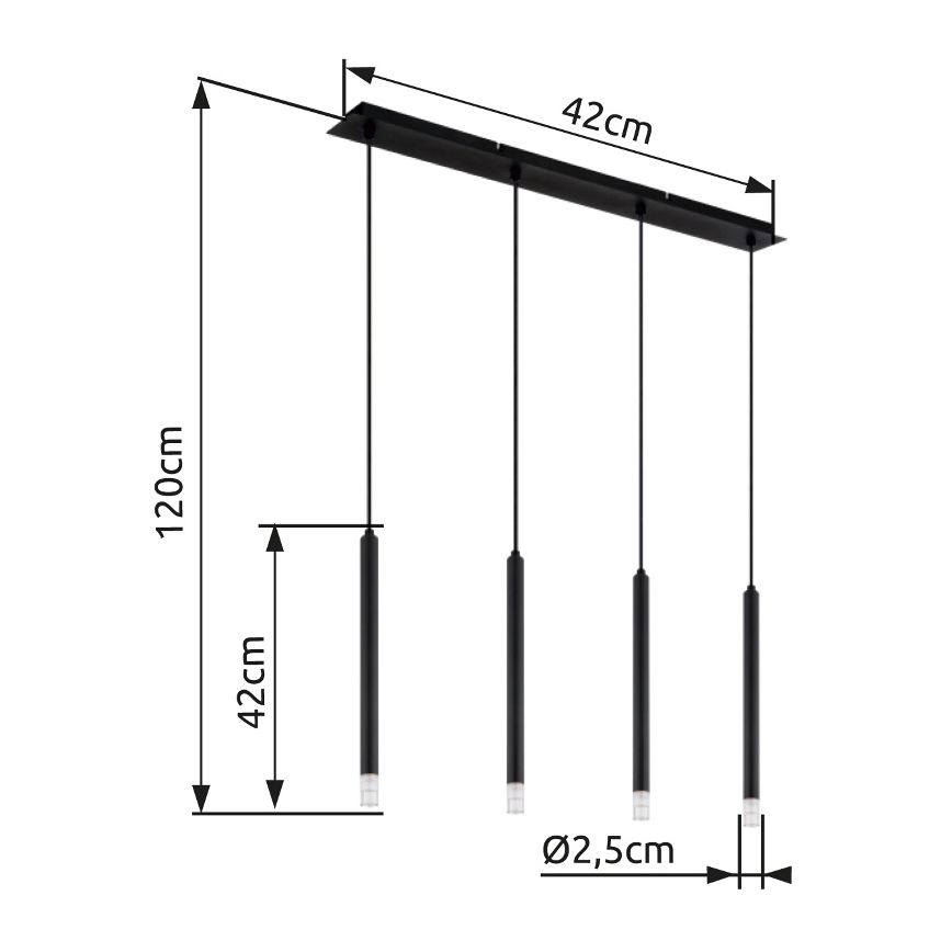 Globo - Κρεμαστό φωτιστικό οροφής 4xG9/4W/230V μαύρο