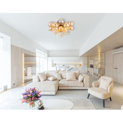 Globo - Πλαφονιέρα οροφής 3xE14/25W/230V διάμετρος 55 cm χρυσό