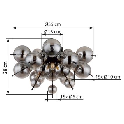 Globo - Πλαφονιέρα οροφής 3xE14/25W/230V διάμετρος 55 cm μαύρο