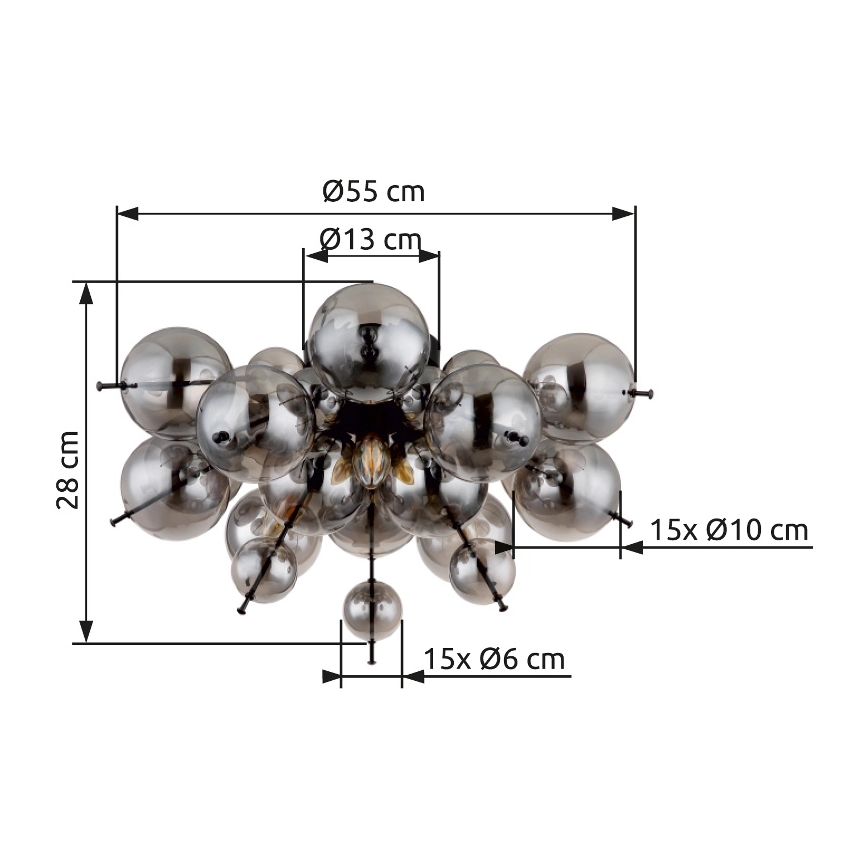 Globo - Πλαφονιέρα οροφής 3xE14/25W/230V διάμετρος 55 cm μαύρο