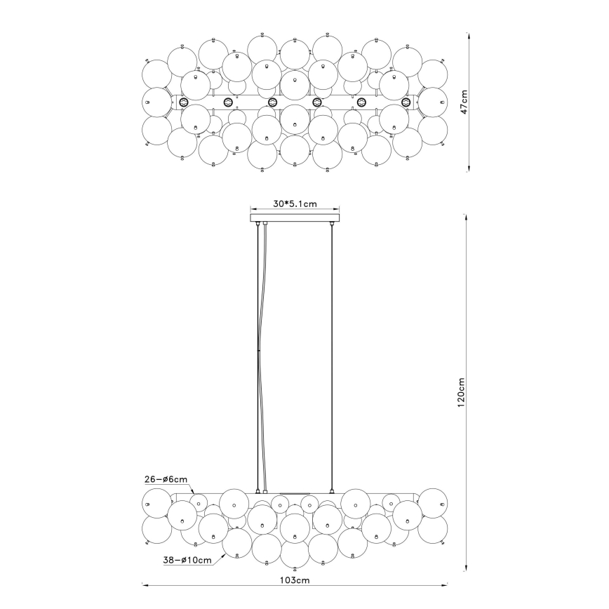 Globo - Κρεμαστό φωτιστικό με καλώδιο 6xE14/25W/230V μαύρο