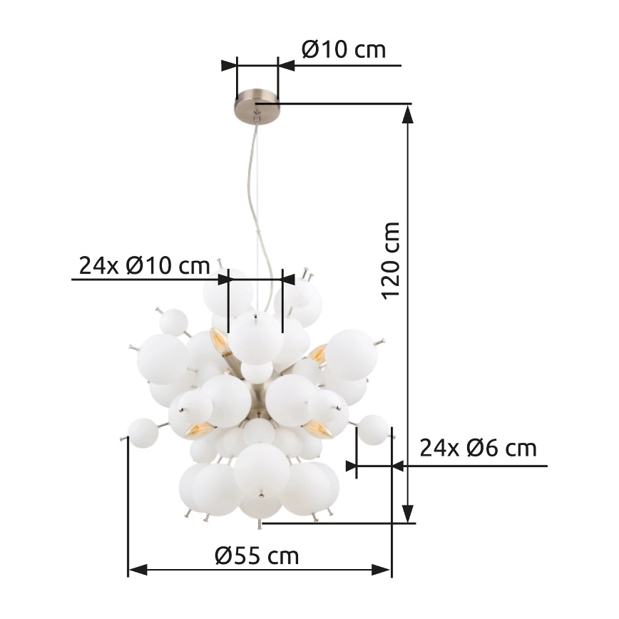 Globo - Κρεμαστό φωτιστικό οροφής 6xE14/25W/230V διάμετρος 55 cm λευκό