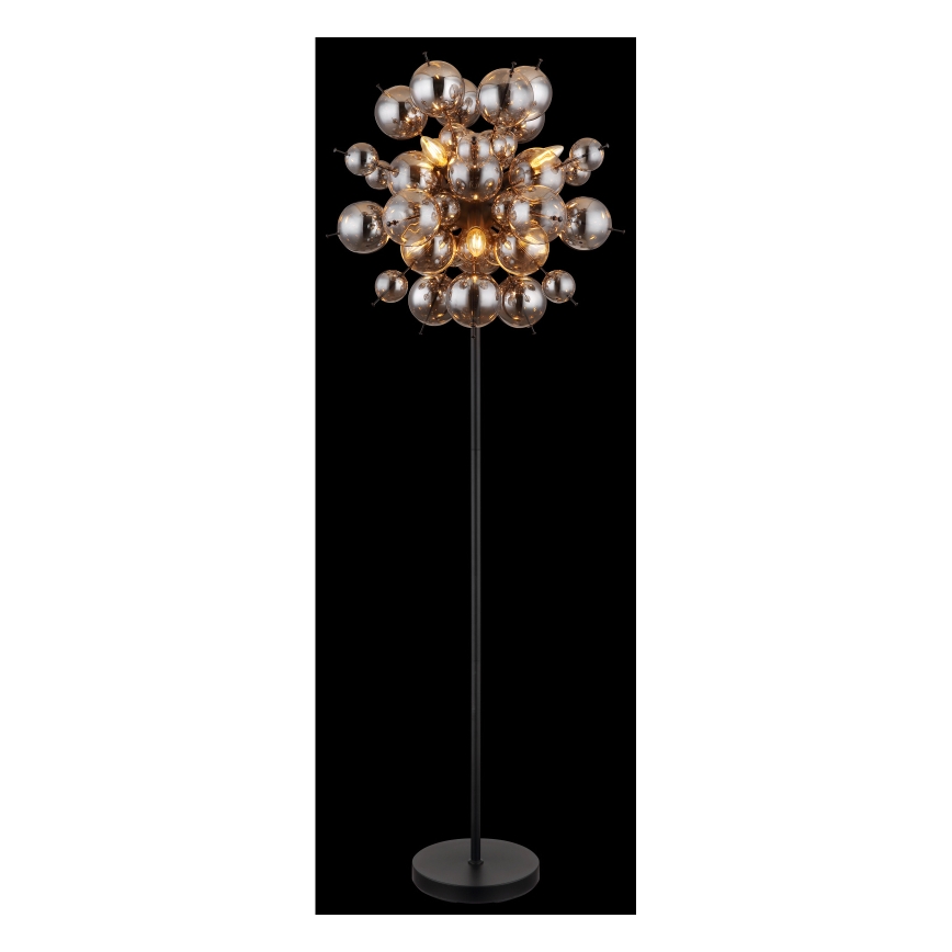 Globo - Επιδαπέδιο φωτιστικό 6xE14/25W/230V μαύρο/φιμέ