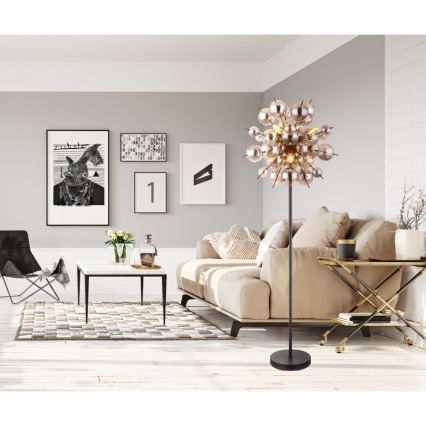 Globo - Επιδαπέδιο φωτιστικό 6xE14/25W/230V μαύρο/φιμέ