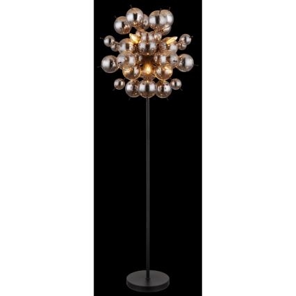 Globo - Επιδαπέδιο φωτιστικό 6xE14/25W/230V μαύρο/φιμέ