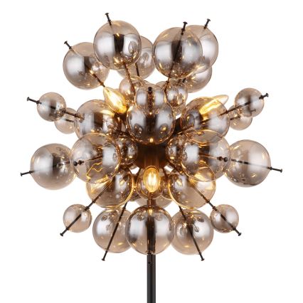 Globo - Επιδαπέδιο φωτιστικό 6xE14/25W/230V μαύρο/φιμέ