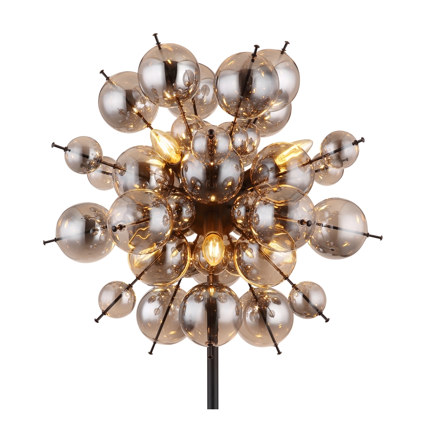 Globo - Επιδαπέδιο φωτιστικό 6xE14/25W/230V μαύρο/φιμέ