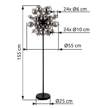 Globo - Επιδαπέδιο φωτιστικό 6xE14/25W/230V μαύρο/φιμέ