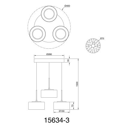 Globo -  Κρεμαστό φωτιστικό οροφής LED 3xLED/8W/230V