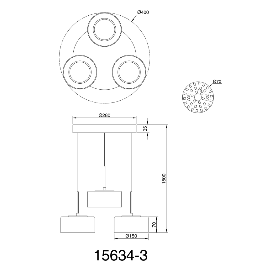 Globo -  Κρεμαστό φωτιστικό οροφής LED 3xLED/8W/230V