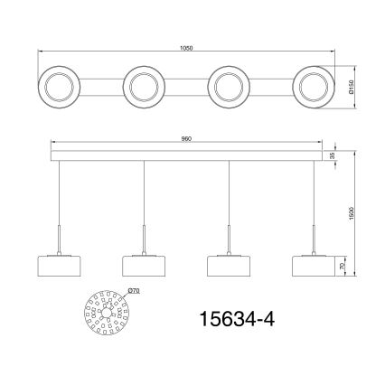 Globo -  Κρεμαστό φωτιστικό οροφής LED 4xLED/8W/230V