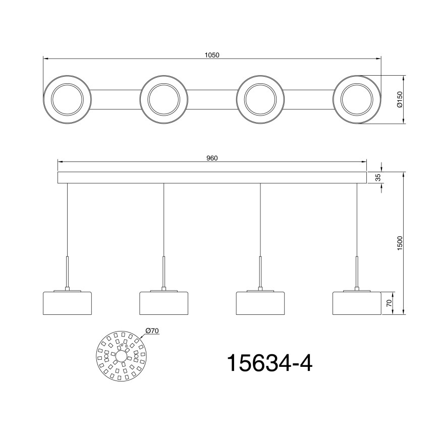 Globo -  Κρεμαστό φωτιστικό οροφής LED 4xLED/8W/230V