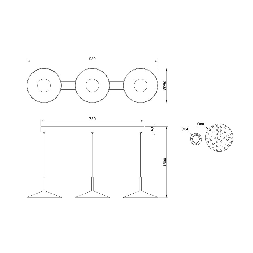 Globo - LED κρεμαστό φωτιστικό με καλώδιο LED/24W/230V 4000K μαύρο