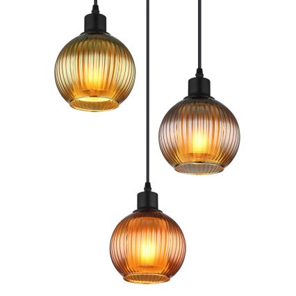 Globo - Κρεμαστό φωτιστικό οροφής 3xE27/25W/230V διάμετρος 36 cm χαλκός/πράσινο/μπλε